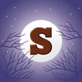 Sinterklaas day concept - chocolate letter S on moonlight background - holiday illustration