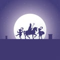 Sinterklaas day concept - silhouette on moon background - holiday illustration