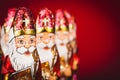 Sinterklaas . Dutch chocolate figures of Saint Nicholas in a row Royalty Free Stock Photo