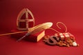 Sinterklaas - St.Nicholas day in December. Children holiday in Netherlands ang Belgium. Chocolate spicy ginger cookies