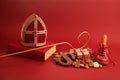 Sinterklaas - St.Nicholas day in December. Children holiday in Netherlands ang Belgium. Chocolate spicy ginger cookies