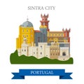 Sintra City in Portugal Europe flat vector attraction landmark