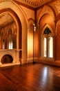 Beautiful rooms with arcades and pillars of Monserrate Palace in Sintra