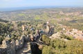 View of Moorish Castle, Sintra town and the sea from the top, Portugal, Europe Royalty Free Stock Photo