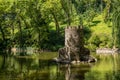 Stone bird house in the gardens of Pena Palace outside Sintra in Portugal