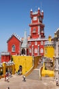 The arches terrace, chapel and clock tower of Pena Palace. Sint