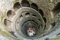 People visiting The Initiation well of Quinta da Regaleira in Sintra, Portugal