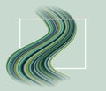 Sinuous multicolor green paint brushstroke through a rectangular frame, abstract banner background