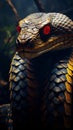 Sinuous snake in closeup, red eyes Gentrative AI