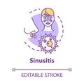 Sinusitis concept icon. Stuffy nose. Paranasal inflammation. Respiratory illness. Nasal problem. Flu infection idea thin