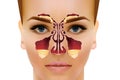 Sinusitis. Healthy and inflammation nasal sinus vector illustration