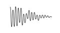 Sinusoid fading signal. Black curve sound wave. Voice or music audio concept. Pulsating line. Fading out electronic