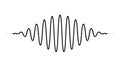 Sinusoid fading signal. Black curve sound wave. Voice or music audio concept. Pulse line. Fading out electronic radio