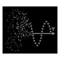 White Decomposed Pixelated Halftone Sinusoid Plot Icon