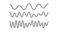 Sinusoid signals set. Black curve sound waves collection. Voice or music audio concept. Pulse lines. Electronic radio