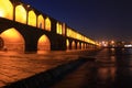 Sio-se-pol bridge in esfahan, iran, evening Royalty Free Stock Photo
