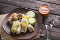 Siomay. traditional indonesian food with peanut sauce Royalty Free Stock Photo