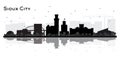 Sioux City skyline black and white silhouette with Reflections