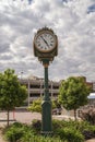 Street clock set in green garden, Sioux Falls, SD, USA