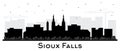 Sioux Falls South Dakota City Skyline Silhouette with Black Buildings Isolated on White. Vector Illustration. Sioux Falls USA