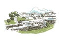 Sioux Falls South Dakota usa America vector sketch city illustration line art