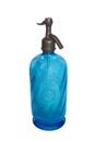 Siphon, old bottle of water of seltz in blue glass of the rouen cooperatives