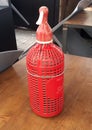 Siphon water bottle red over a bar table. Royalty Free Stock Photo