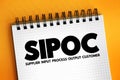 SIPOC process improvement acronym stands for suppliers, inputs, process, outputs, and customers, concept on notepad
