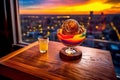 Sipping on City Views: Vibrant Cocktail with Fresh Garnishes