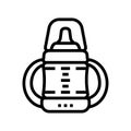 sippy cup for feeding baby line icon vector illustration