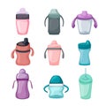 sippy cup set cartoon vector illustration Royalty Free Stock Photo
