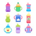 sippy cup set cartoon vector illustration Royalty Free Stock Photo