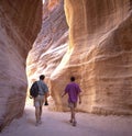 The Siq, the narrow slot-canyon at Petra