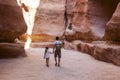 The Siq - natural narrow passageway to Petra. Jordan.