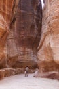 The Siq - natural narrow passageway to Petra. Jordan.