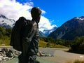 Sir Edmund Hillary surveying Aoraki, Mount Cook Royalty Free Stock Photo