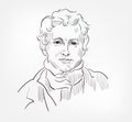 Sir Humphry Davy famous English Cornish chemist and inventor physician medical scientist vector sketch illustration