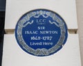 Sir Isaac Newton Plaque in London, UK Royalty Free Stock Photo