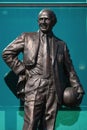 Sir Matt Busby Bronze statue at Old Trafford stadium in Manchester, UK