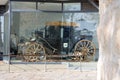 Sir Moses Montefiore`s travelling carriage at Yemin Moshe a historic neighborhood in Jerusalem, Israel