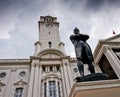 Sir Stamford Raffles Statue and Victoria Theater Royalty Free Stock Photo