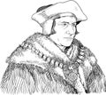 Thomas More portrait in line art illustration, vector