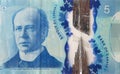 Sir Wilfrid Laurier Portrait from Canada 5 Dollars 2013 Polymer Banknotes fragment