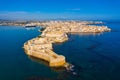 Siracusa, Ortigia Island from the air, Sicily, Italy. Isola di Ortigia, coast of Ortigia island at city of Syracuse, Sicily, Italy Royalty Free Stock Photo