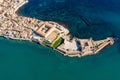 Siracusa, Ortigia Island from the air, Sicily, Italy. Isola di Ortigia, coast of Ortigia island at city of Syracuse, Sicily, Italy Royalty Free Stock Photo