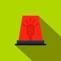 Siren red flashing emergency light flat icon Royalty Free Stock Photo