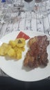 Sirloin steak with baker potatoes