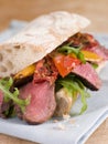 Sirloin Steak and Roasted Pepper Ciabatta Sandwich Royalty Free Stock Photo