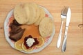 Sirloin steak and vegetable sauce Royalty Free Stock Photo