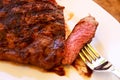 Sirloin strip steak with corn cob ,vegetables and